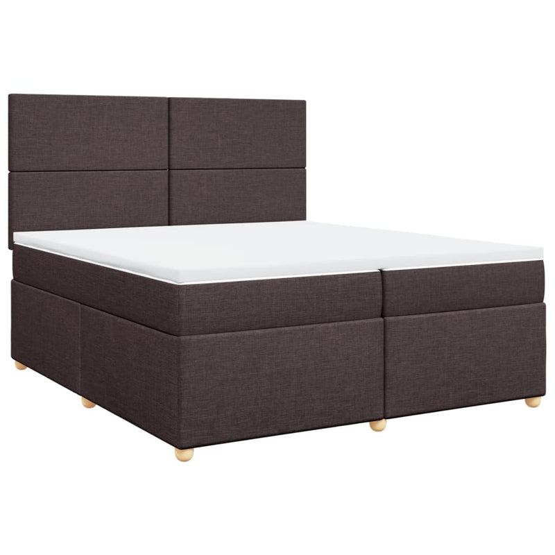 Pat box spring cu saltea, maro închis, 200x200 cm, textil
