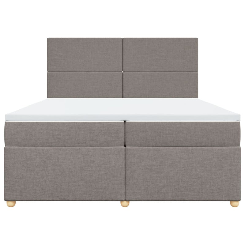 Pat box spring cu saltea, gri taupe, 200x200 cm, textil