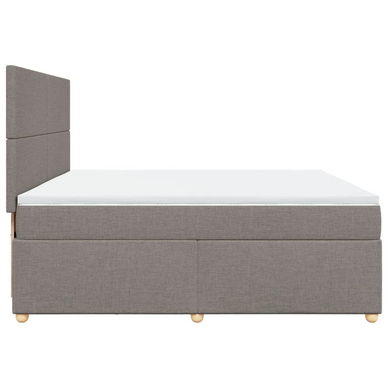 Pat box spring cu saltea, gri taupe, 200x200 cm, textil