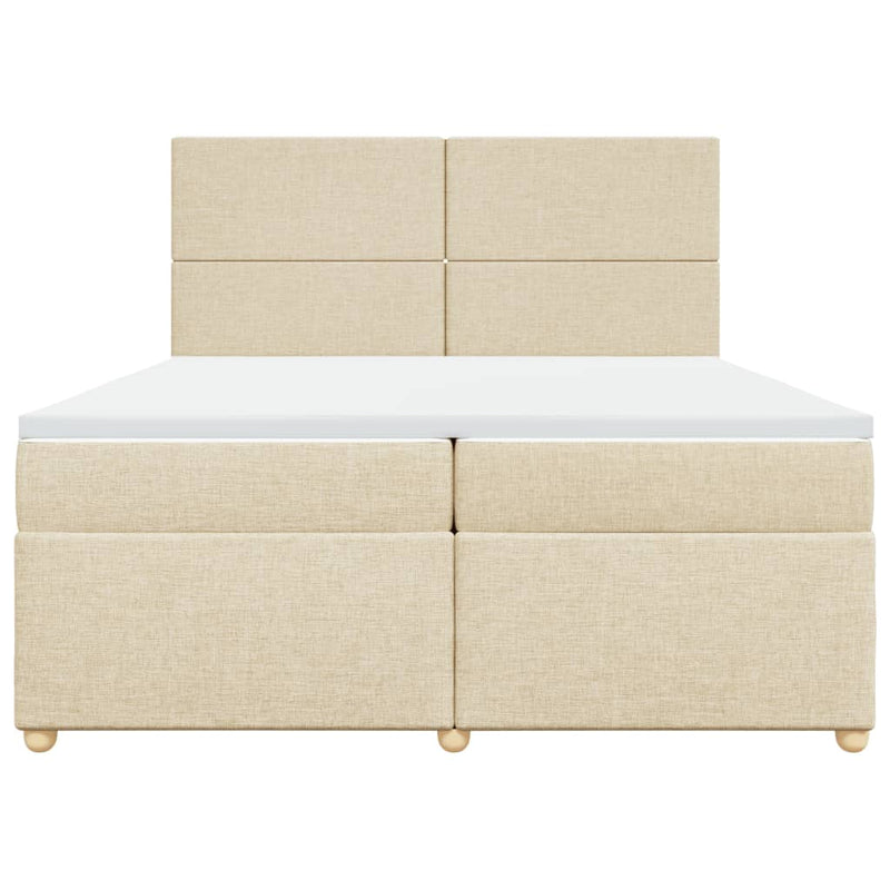 Pat box spring cu saltea, crem, 200x200 cm, textil