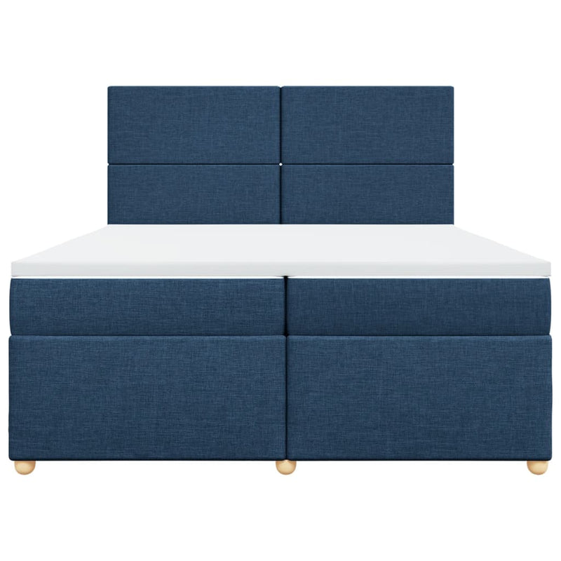 Pat box spring cu saltea, albastru, 200x200 cm, textil