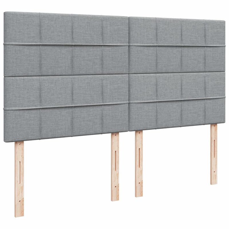 Pat box spring cu saltea, gri deschis, 200x200 cm, textil