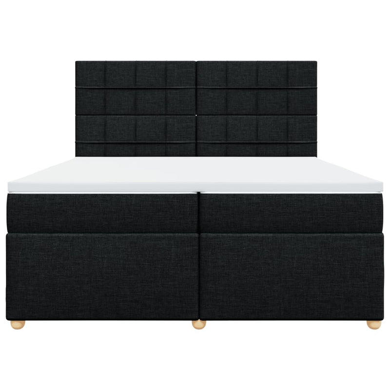 Pat box spring cu saltea, negru, 200x200 cm, textil