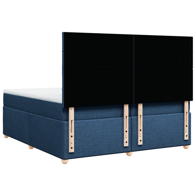 Pat box spring cu saltea, albastru, 200x200 cm, textil