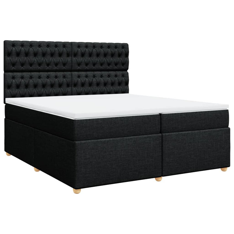 Pat box spring cu saltea, negru, 200x200 cm, textil