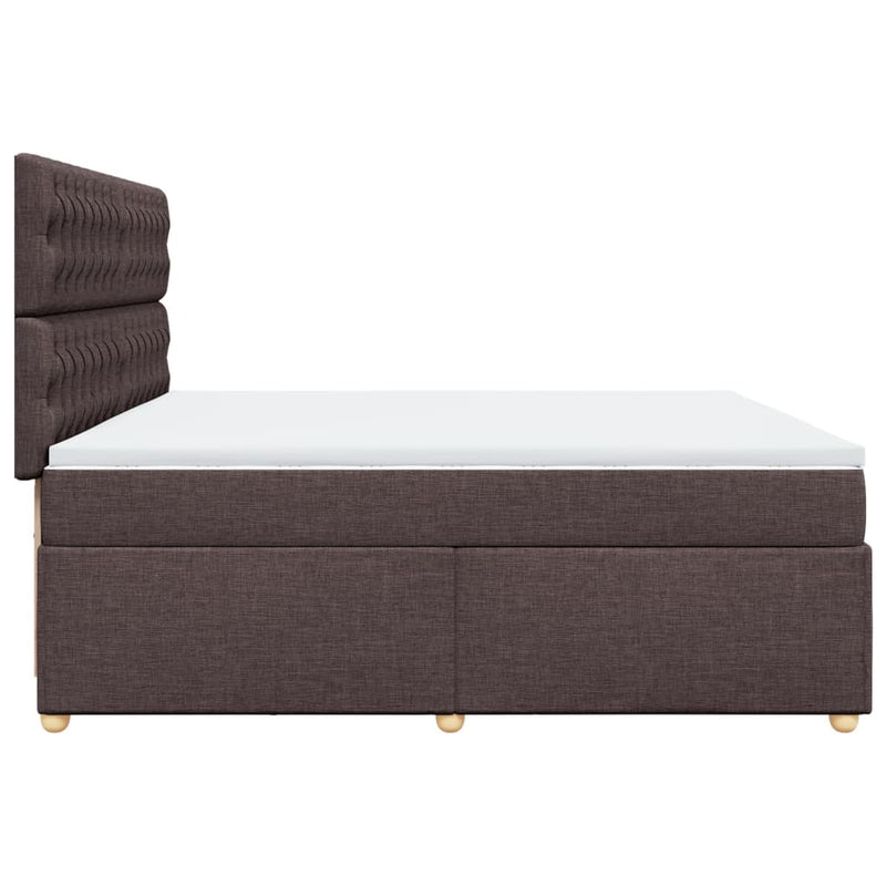 Pat box spring cu saltea, maro închis, 200x200 cm, textil