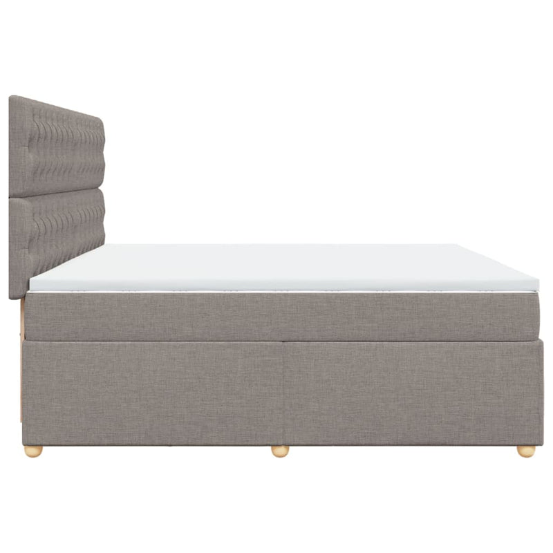 Pat box spring cu saltea, gri taupe, 200x200 cm, textil