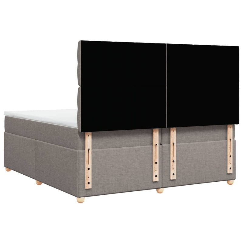 Pat box spring cu saltea, gri taupe, 200x200 cm, textil