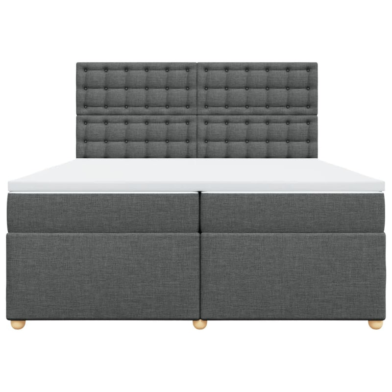 Pat box spring cu saltea, gri închis, 200x200 cm, textil