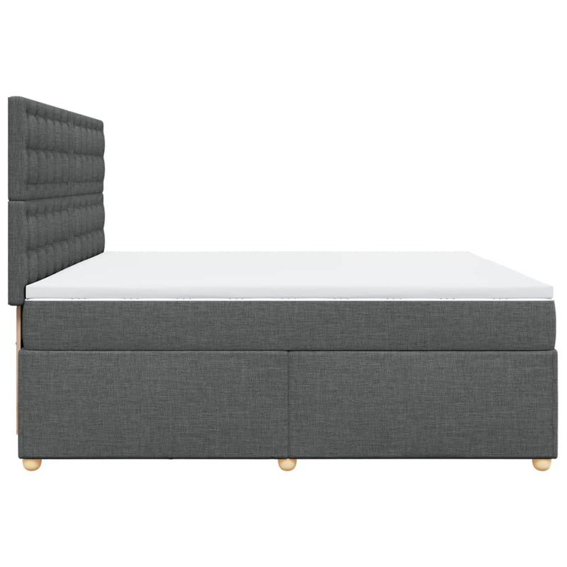 Pat box spring cu saltea, gri închis, 200x200 cm, textil