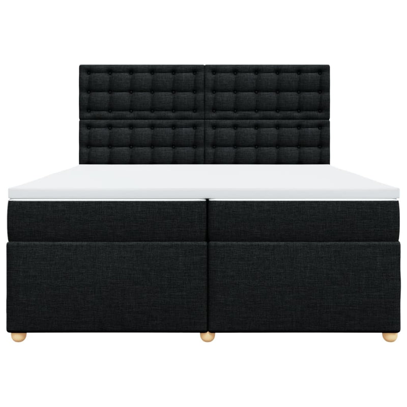 Pat box spring cu saltea, negru, 200x200 cm, textil