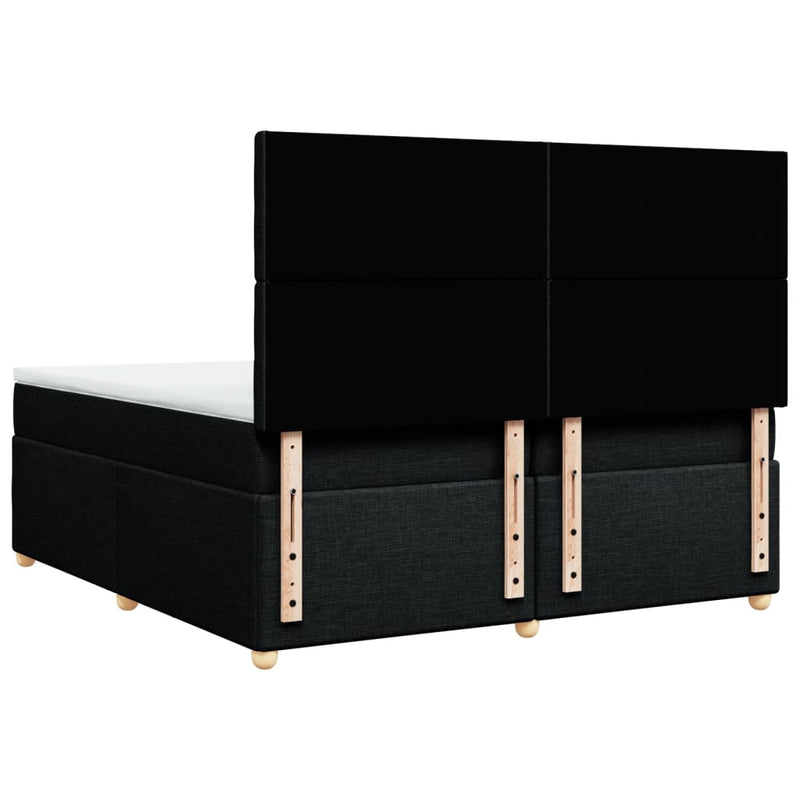 Pat box spring cu saltea, negru, 200x200 cm, textil