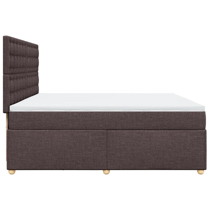 Pat box spring cu saltea, maro închis, 200x200 cm, textil