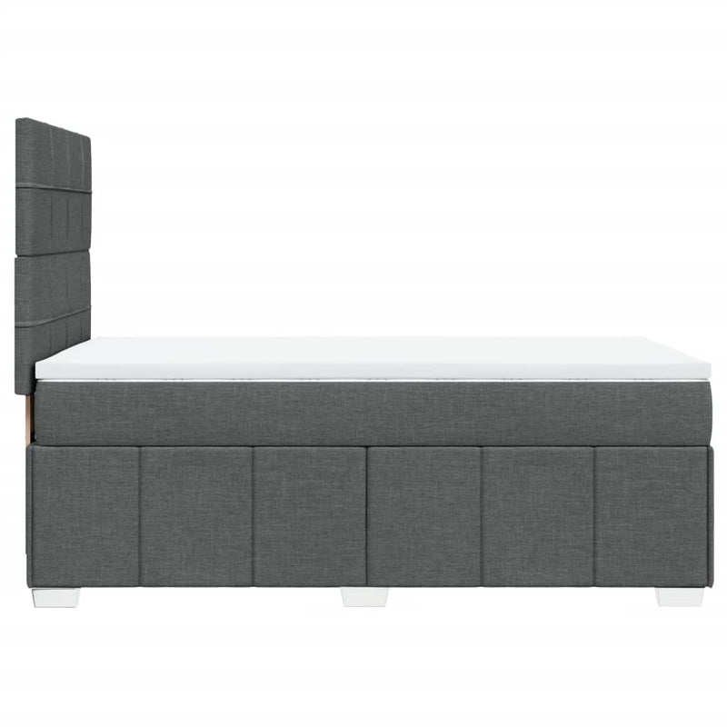 Pat box spring cu saltea, gri închis, 80x200 cm, textil