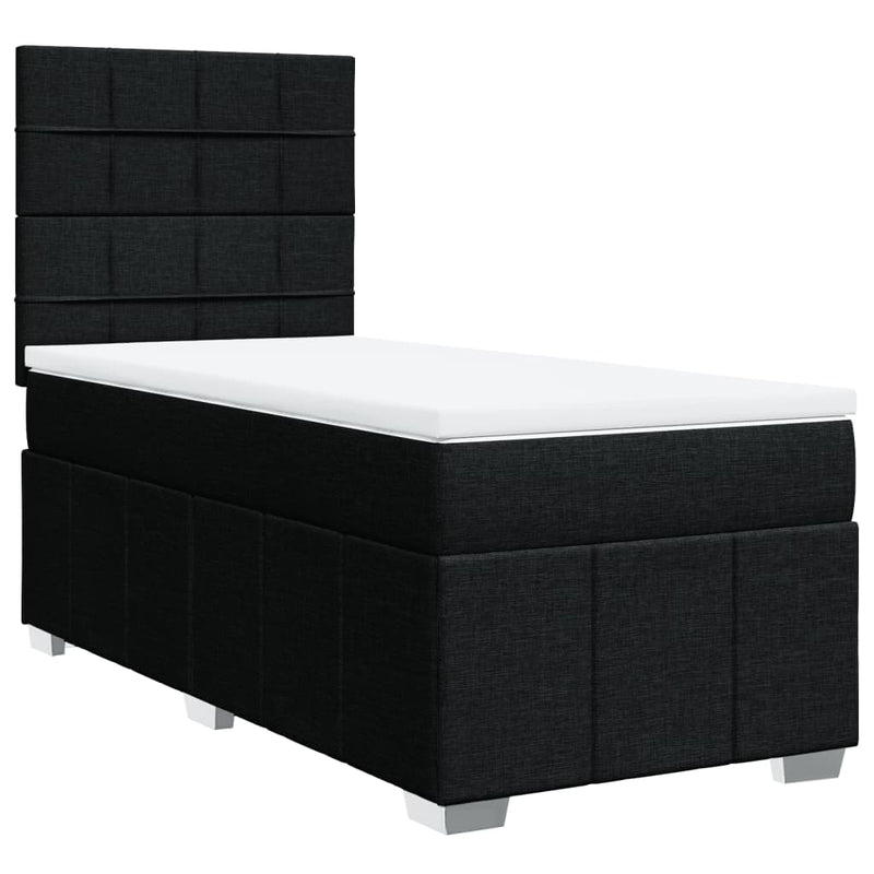 Pat box spring cu saltea, negru, 80x200 cm, textil