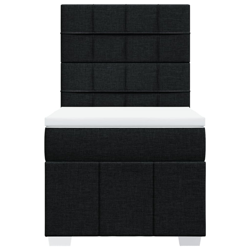 Pat box spring cu saltea, negru, 80x200 cm, textil