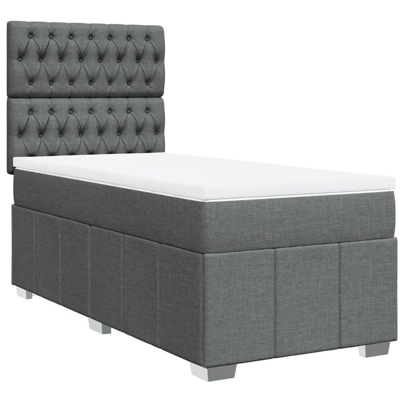 Pat box spring cu saltea, gri închis, 80x200 cm, textil