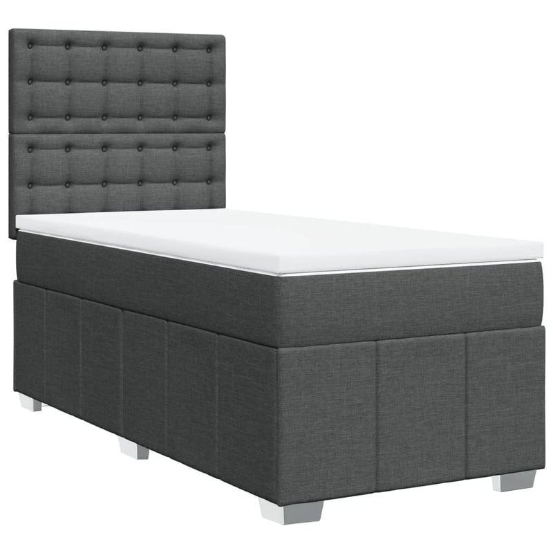 Pat box spring cu saltea, gri închis, 80x200 cm, textil