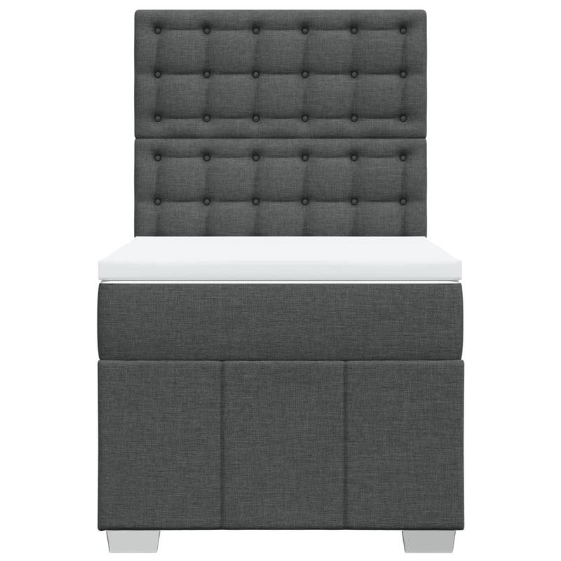 Pat box spring cu saltea, gri închis, 80x200 cm, textil