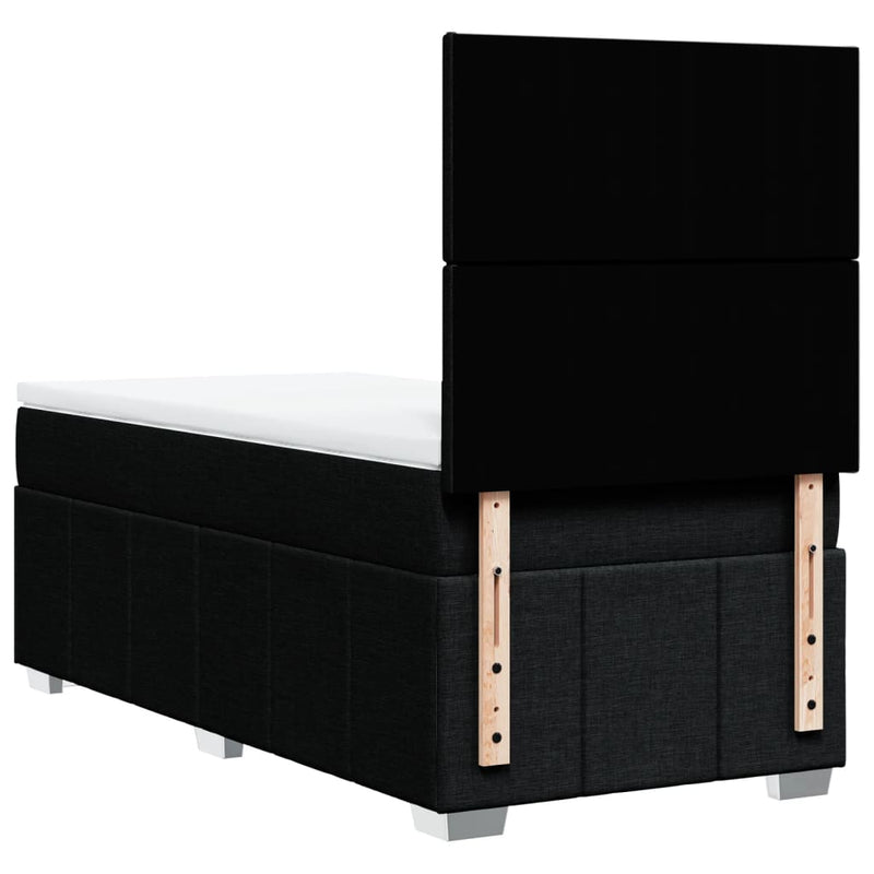 Pat box spring cu saltea, negru, 90x190 cm, textil