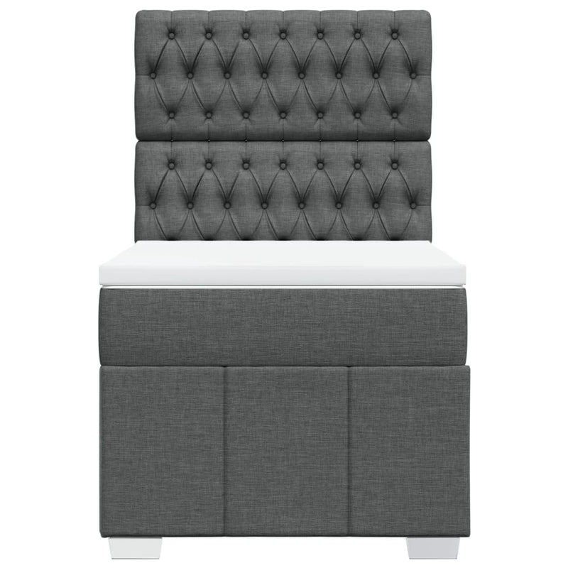Pat box spring cu saltea, gri închis, 90x190 cm, textil