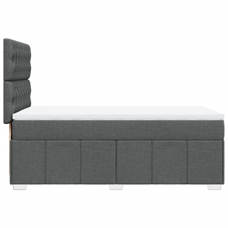 Pat box spring cu saltea, gri închis, 90x190 cm, textil