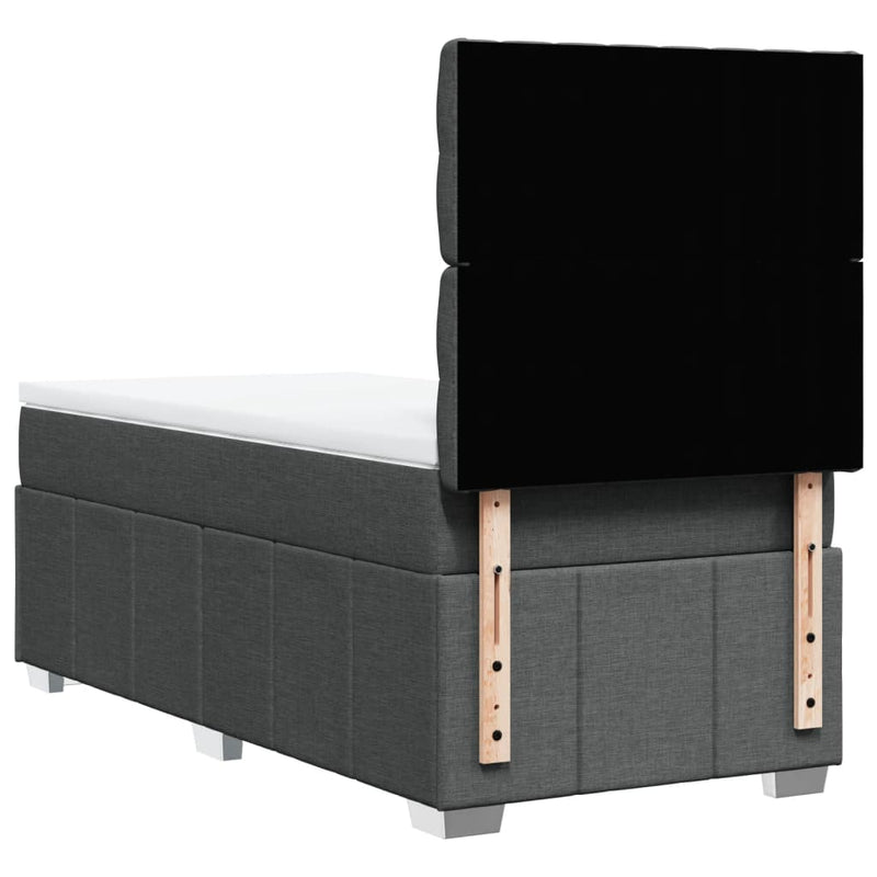Pat box spring cu saltea, gri închis, 90x190 cm, textil