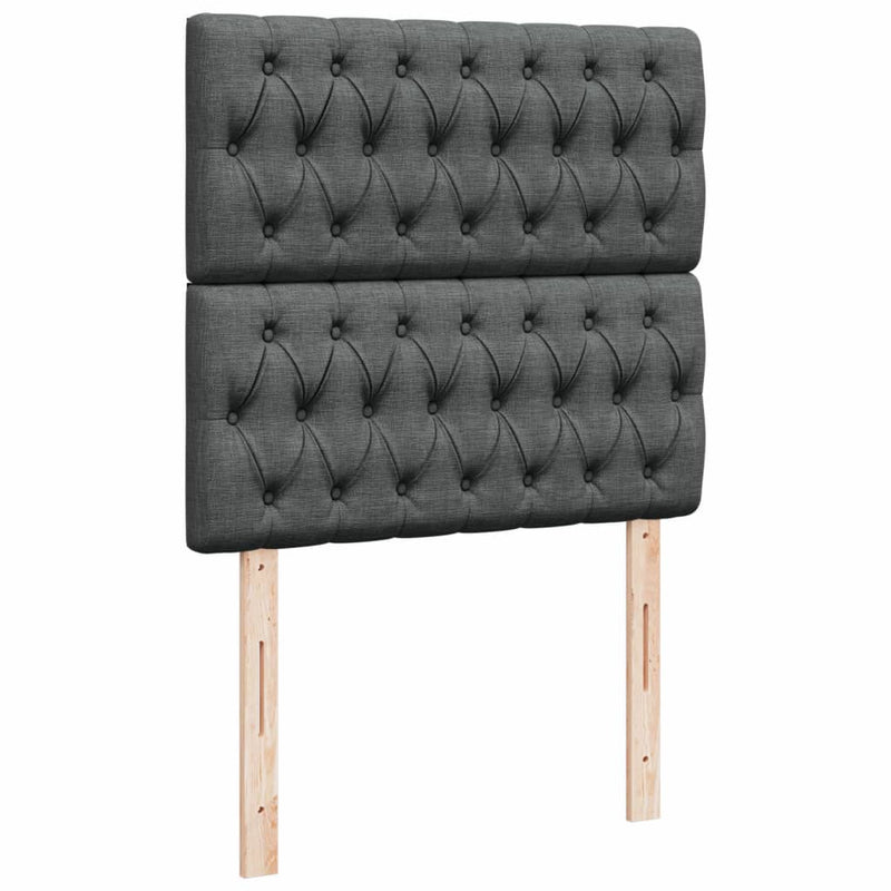 Pat box spring cu saltea, gri închis, 90x190 cm, textil