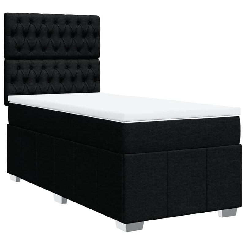 Pat box spring cu saltea, negru, 90x190 cm, textil