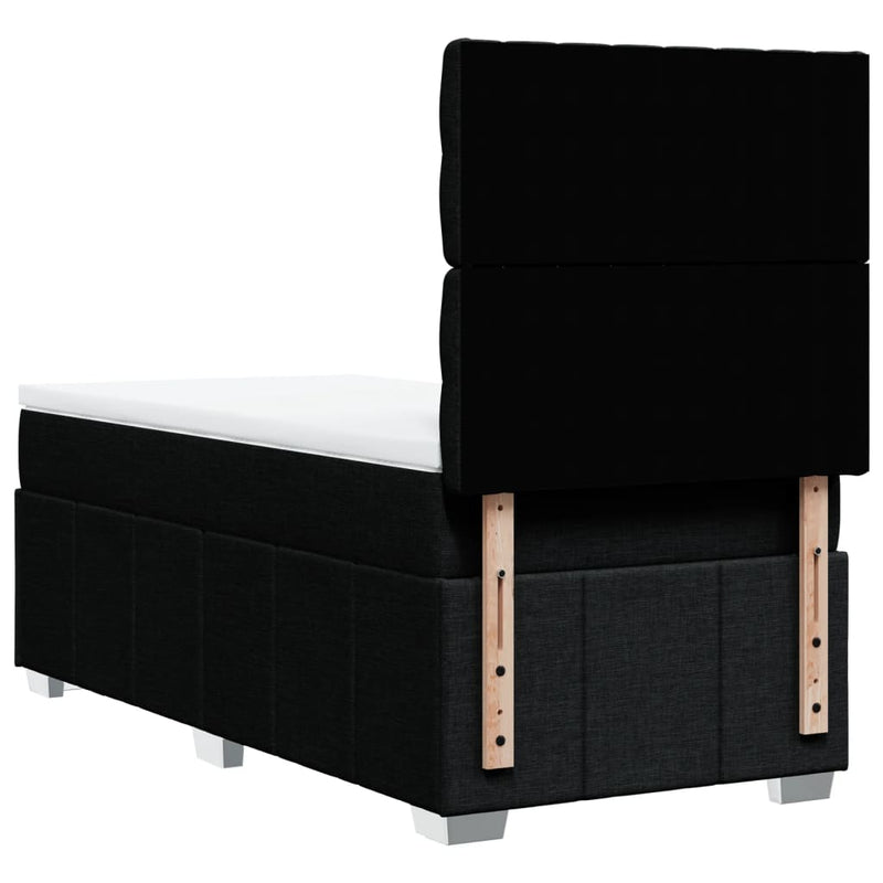 Pat box spring cu saltea, negru, 90x190 cm, textil