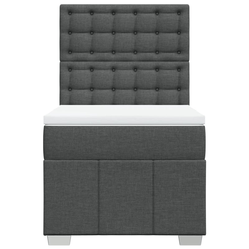 Pat box spring cu saltea, gri închis, 90x190 cm, textil