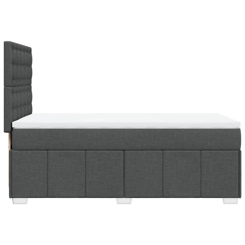 Pat box spring cu saltea, gri închis, 90x190 cm, textil
