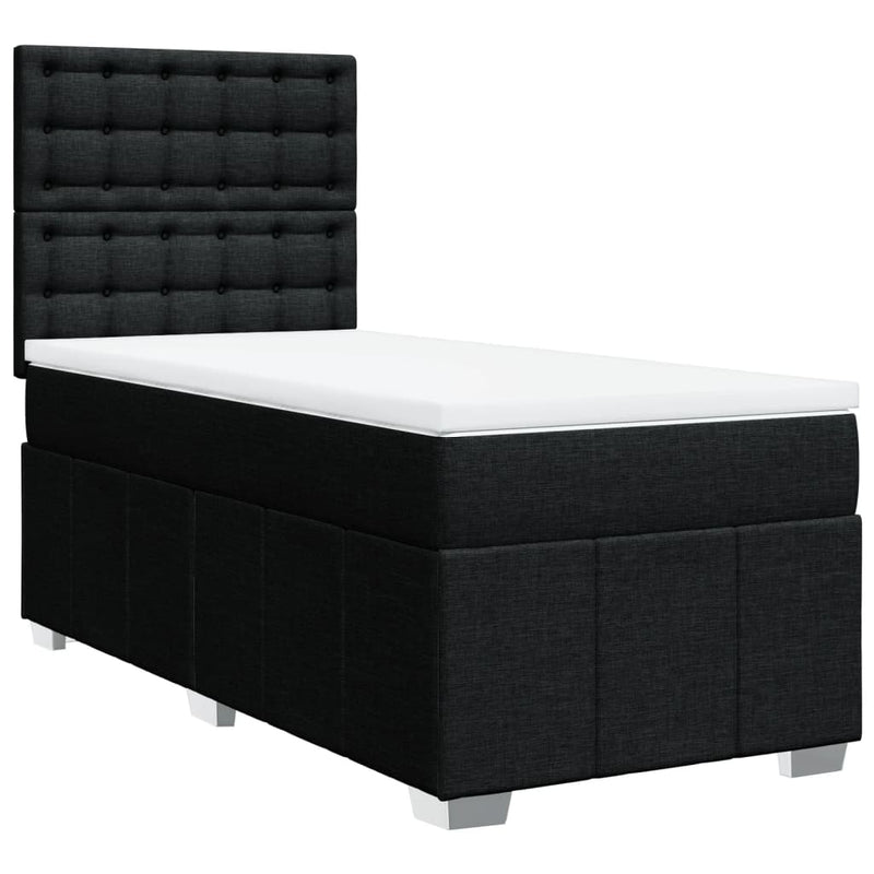 Pat box spring cu saltea, negru, 90x190 cm, textil