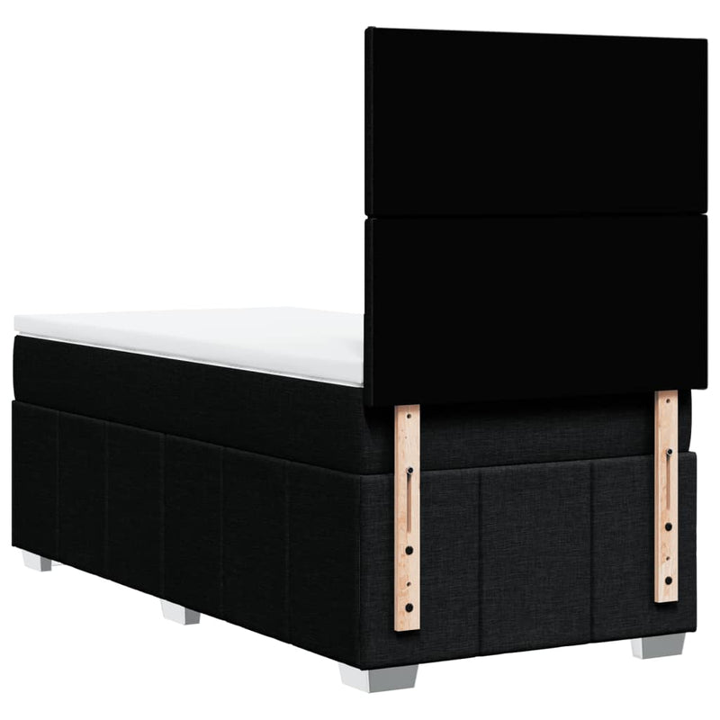 Pat box spring cu saltea, negru, 90x200 cm, textil