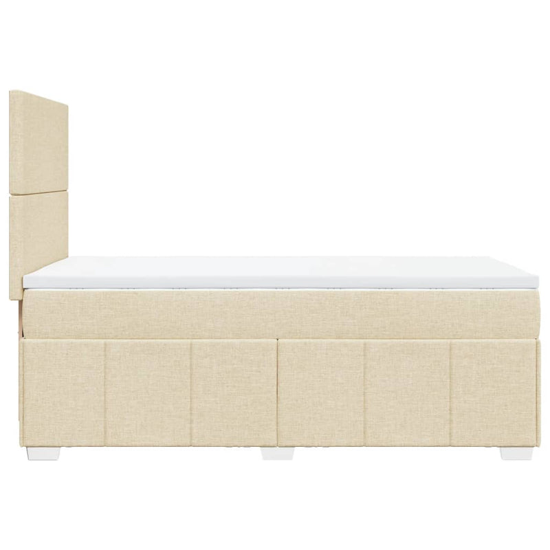 Pat box spring cu saltea, crem, 90x200 cm, textil