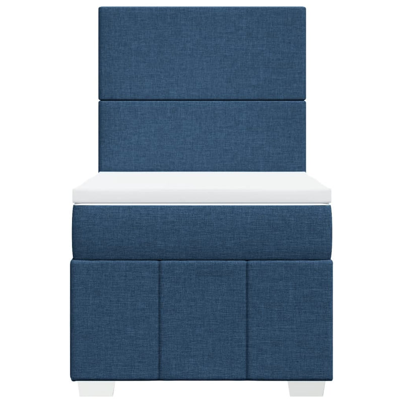 Pat box spring cu saltea, albastru, 90x200 cm, textil