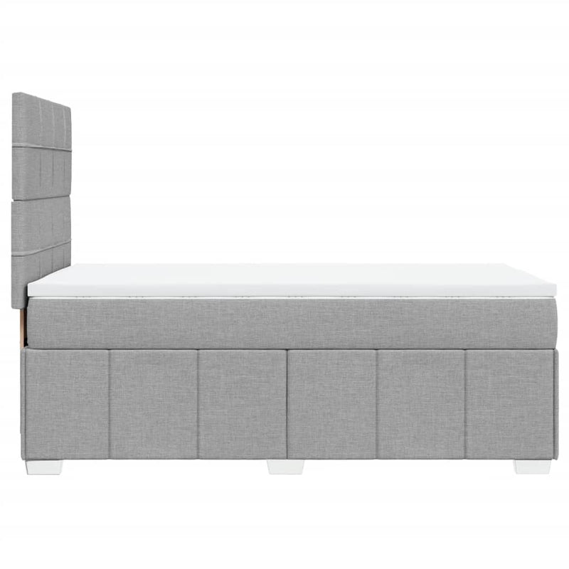 Pat box spring cu saltea, gri deschis, 90x200 cm, textil
