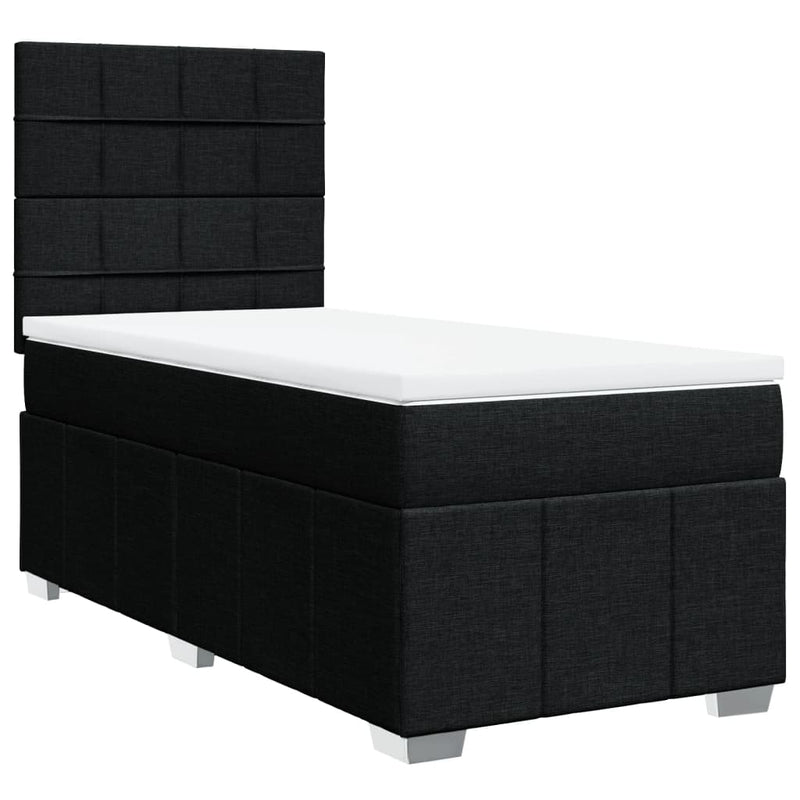 Pat box spring cu saltea, negru, 90x200 cm, textil