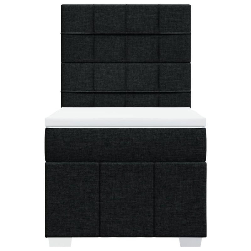 Pat box spring cu saltea, negru, 90x200 cm, textil
