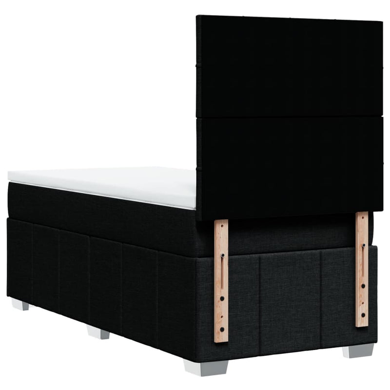 Pat box spring cu saltea, negru, 90x200 cm, textil
