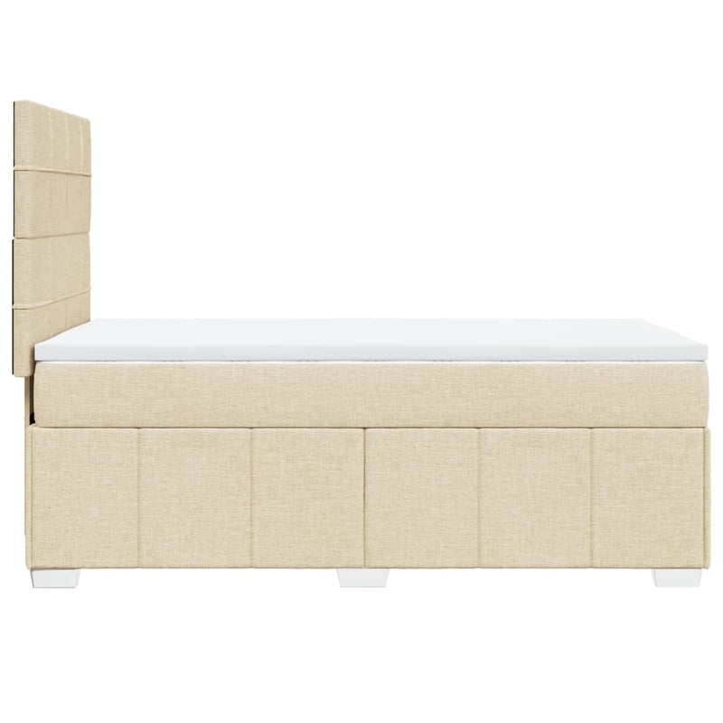 Pat box spring cu saltea, crem, 90x200 cm, textil