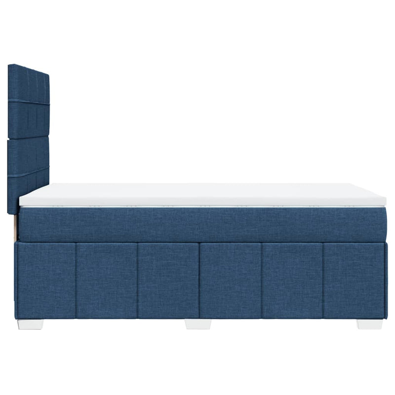 Pat box spring cu saltea, albastru, 90x200 cm, textil
