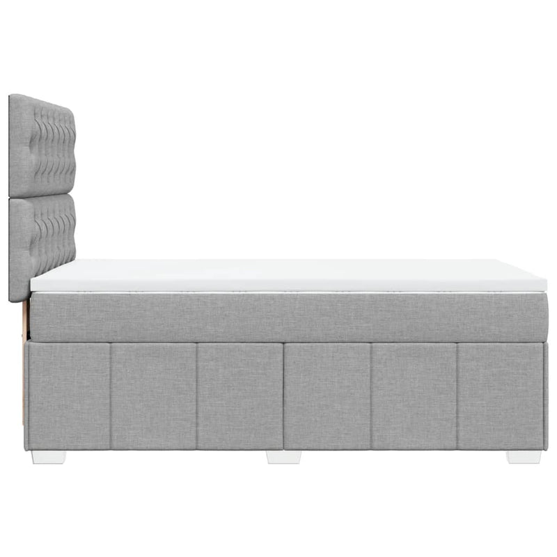 Pat box spring cu saltea, gri deschis, 90x200 cm, textil