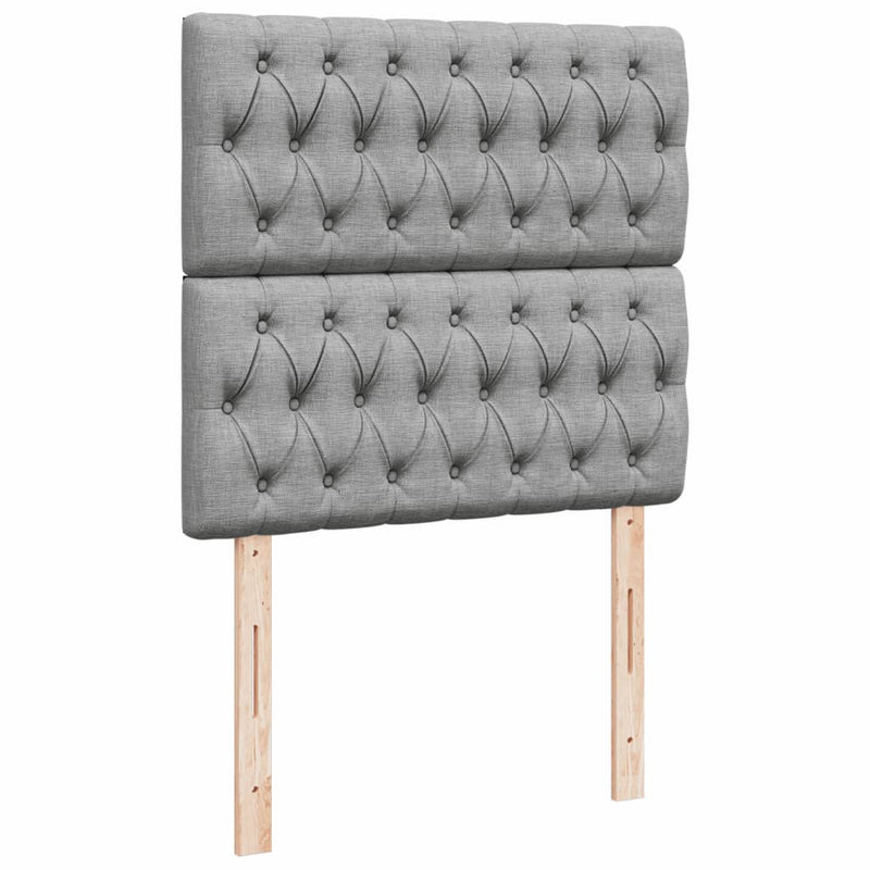 Pat box spring cu saltea, gri deschis, 90x200 cm, textil