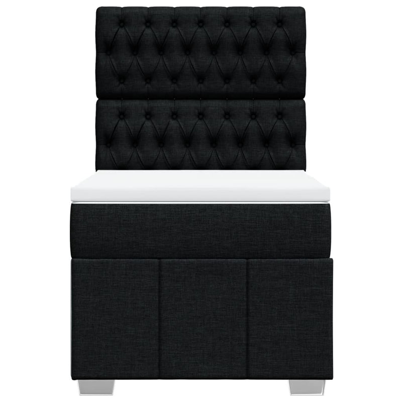 Pat box spring cu saltea, negru, 90x200 cm, textil