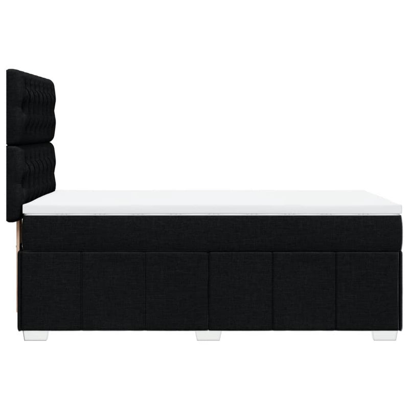 Pat box spring cu saltea, negru, 90x200 cm, textil