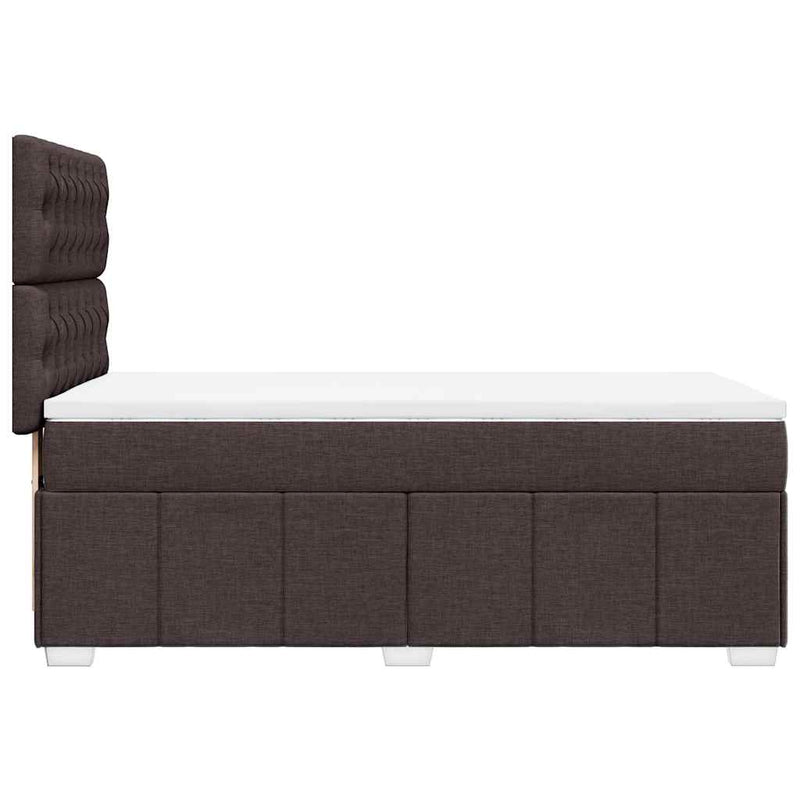 Pat box spring cu saltea, maro închis, 90x200 cm, textil