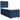 Pat box spring cu saltea, albastru, 90x200 cm, textil