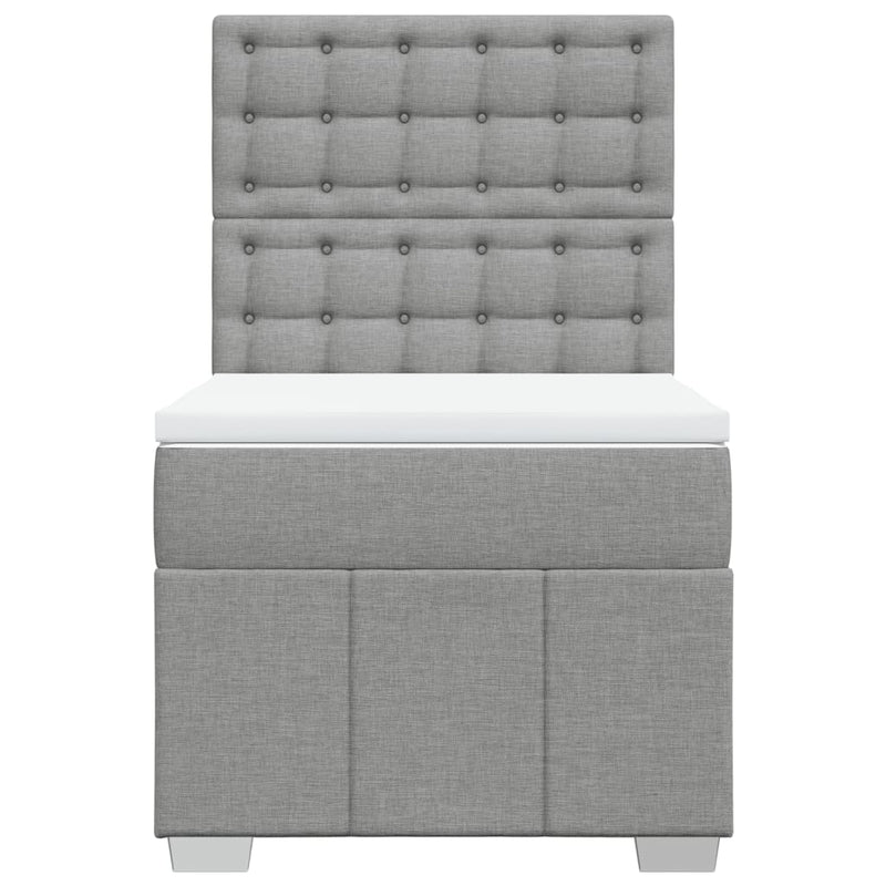 Pat box spring cu saltea, gri deschis, 90x200 cm, textil