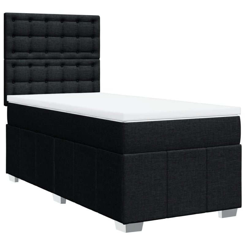 Pat box spring cu saltea, negru, 90x200 cm, textil